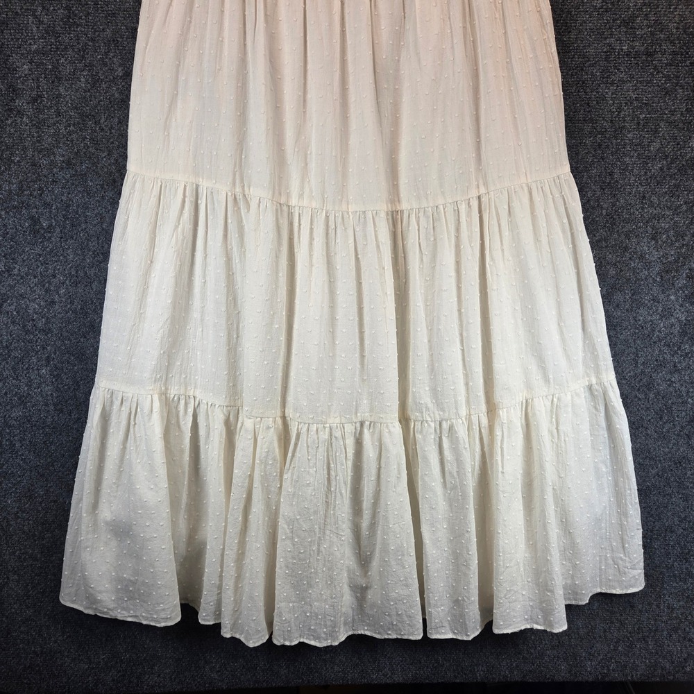 Madewell Cream Tiered Midi Dress with Tie Sleeves - Picture 3 of 16